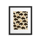 Bison - black, gold, moss green, and cream Framed Art Print Gallery Image 6
