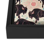 Bison - black, pink, teal, on cream Framed Canvas Print Gallery Image 3