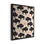 Bison - black, pink, teal, on cream Framed Canvas Print Gallery Image 2
