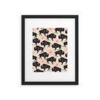 Bison - black, pink, teal, on cream Framed Art Print Gallery Image 6