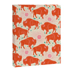 Bison - tomato red, pink, and teal, on cream Canvas Print Gallery Image 8