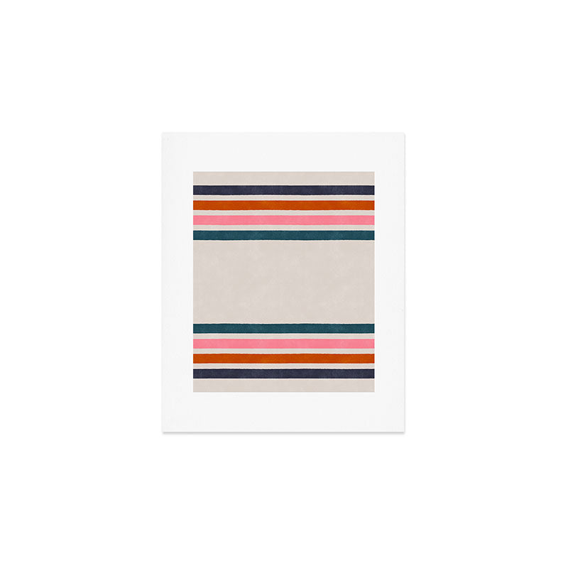 Blanket Stripe - silver grey with pink Art Print Gallery Image 1