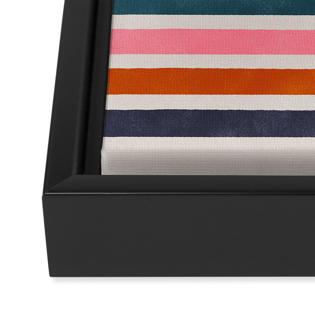 Blanket Stripe - silver grey with pink Framed Canvas Print Gallery Image 3