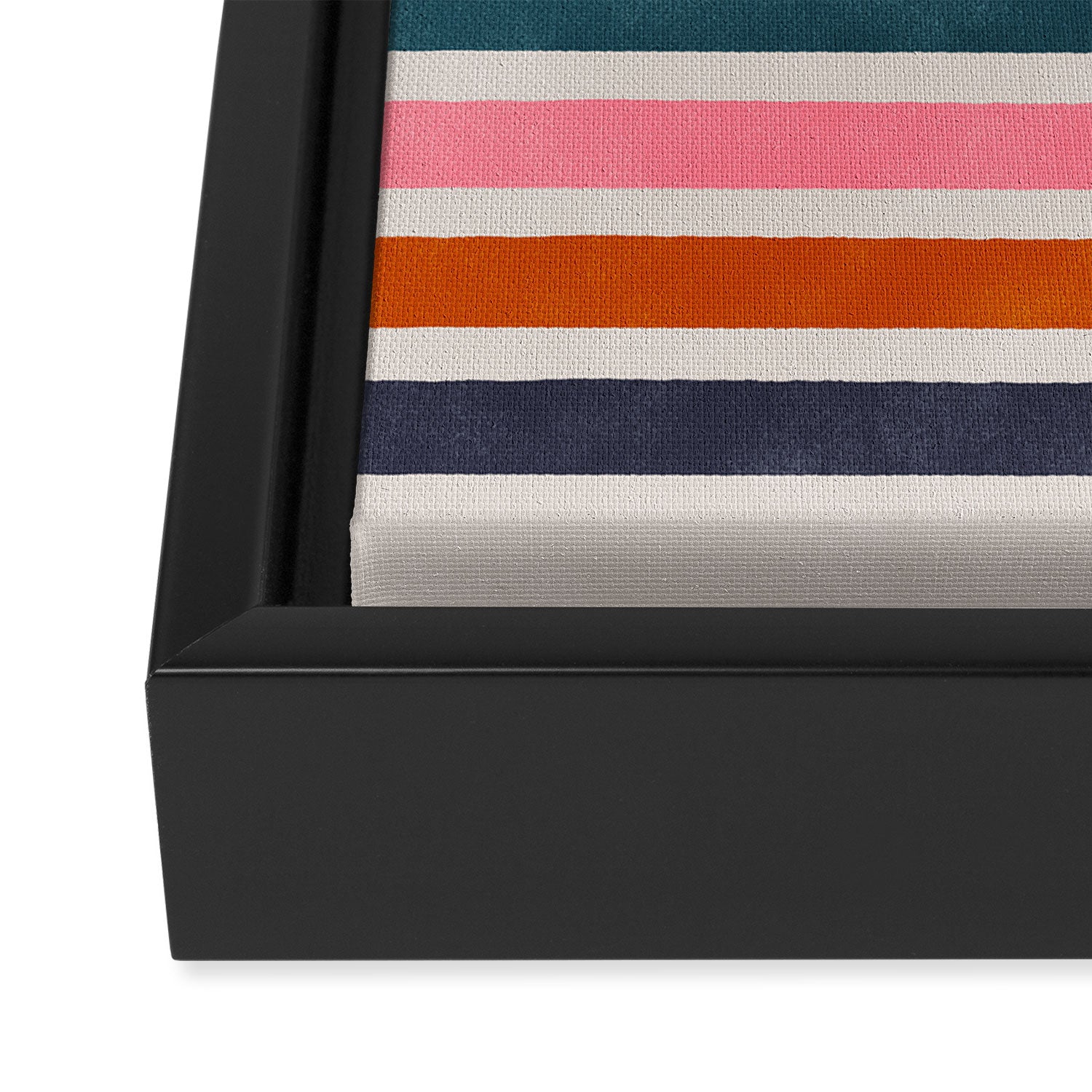 Blanket Stripe - silver grey with pink Framed Canvas Print Gallery Image 3