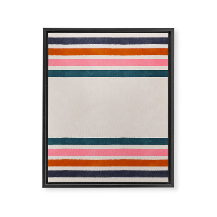 Blanket Stripe - silver grey with pink Framed Canvas Print Gallery Image 1