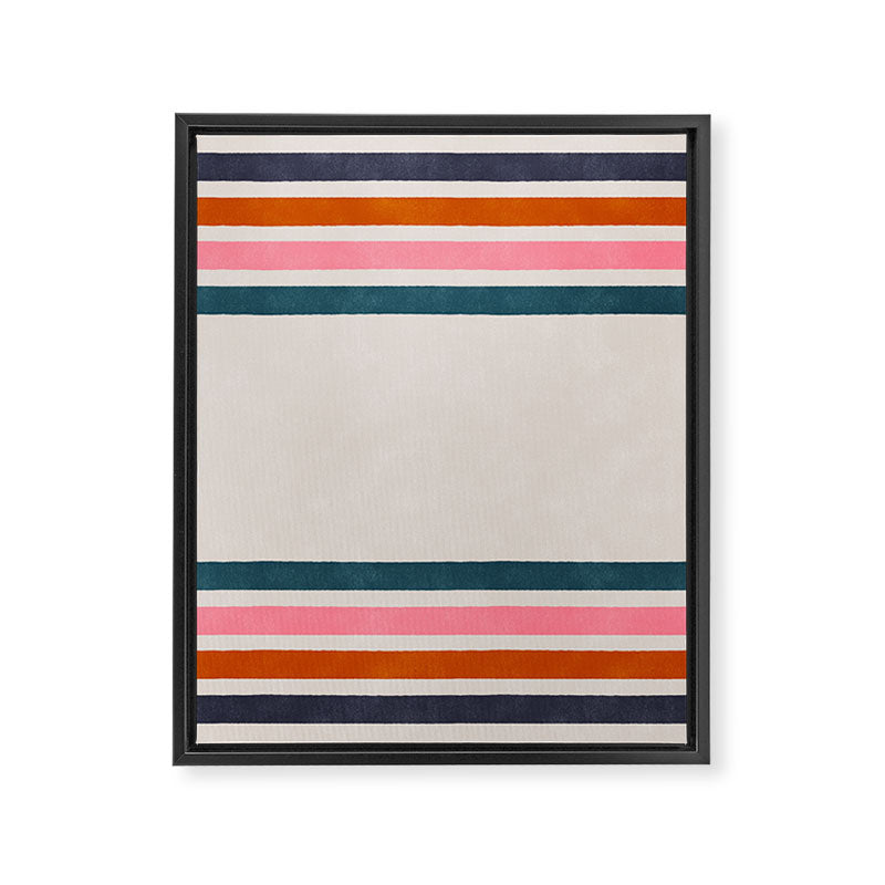 Blanket Stripe - silver grey with pink Framed Canvas Print Gallery Image 6