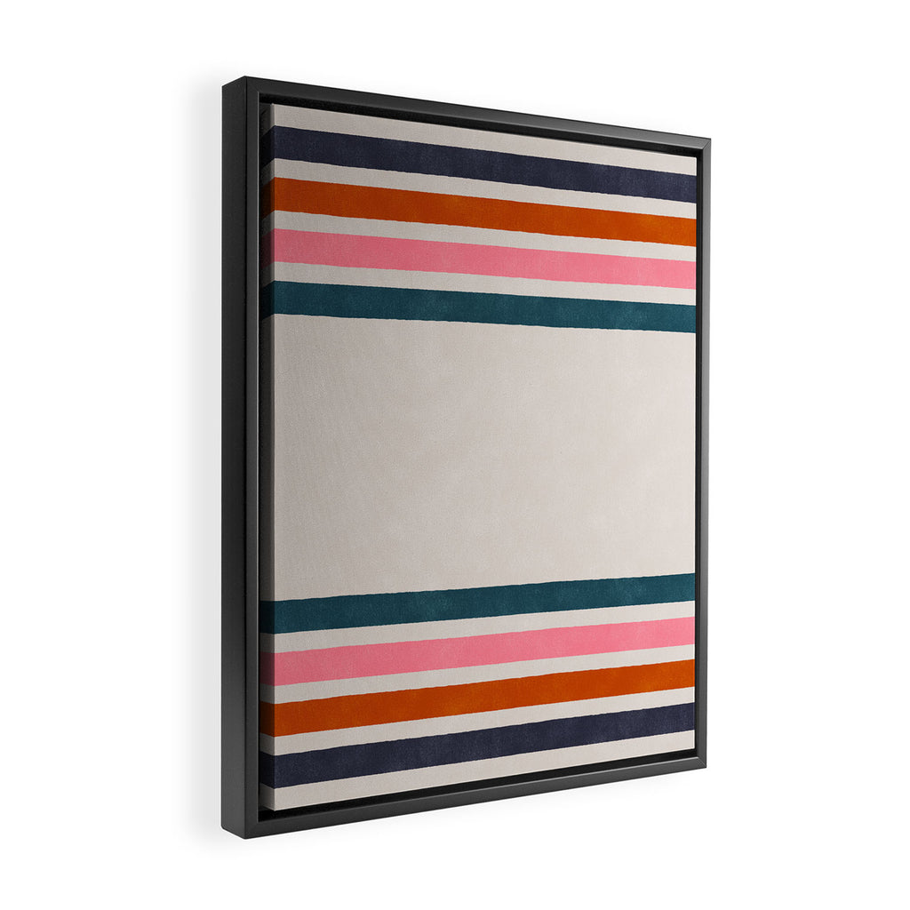 Blanket Stripe - silver grey with pink Framed Canvas Print Gallery Image 2