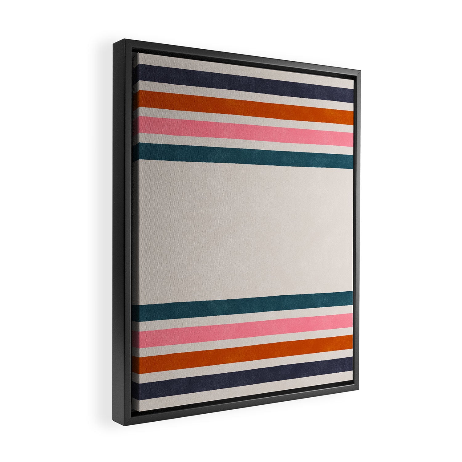 Blanket Stripe - silver grey with pink Framed Canvas Print Gallery Image 2