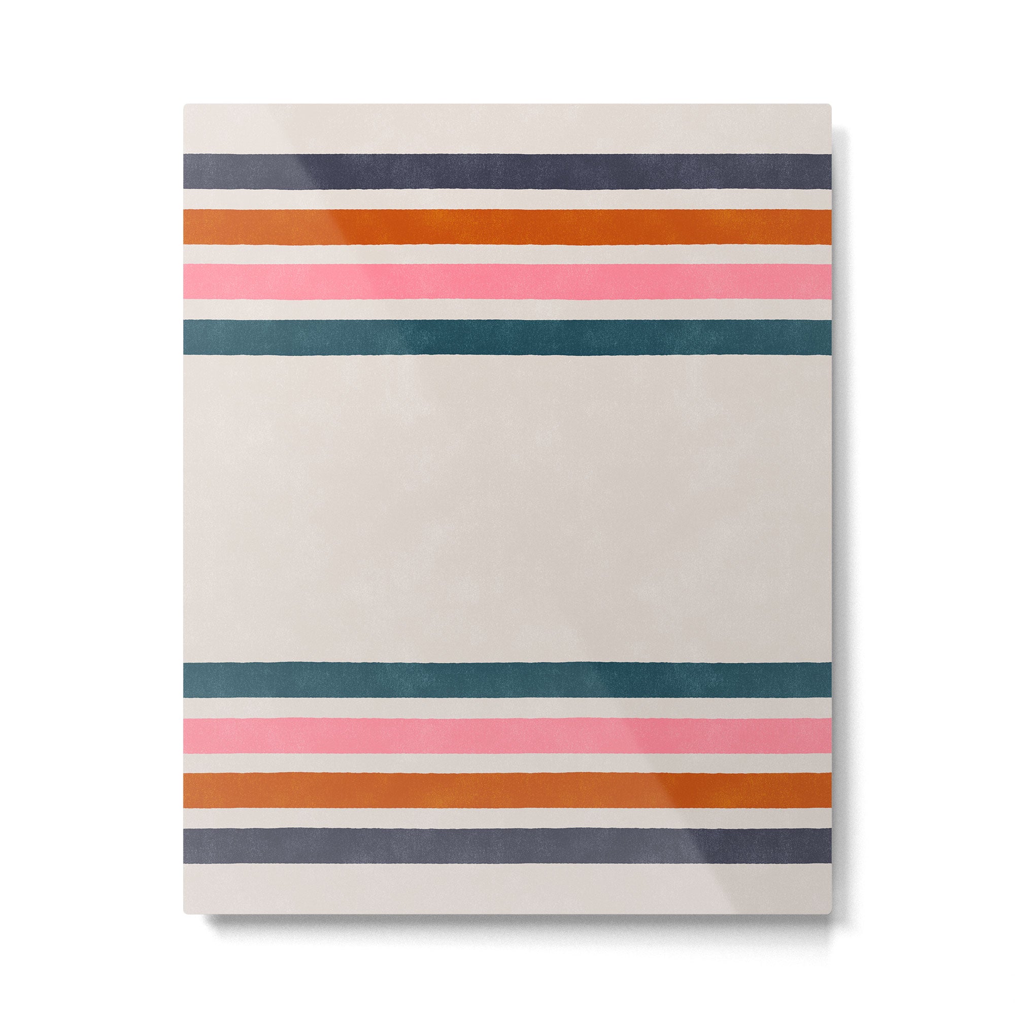 Blanket Stripe - silver grey with pink Metal Print Gallery Image 4