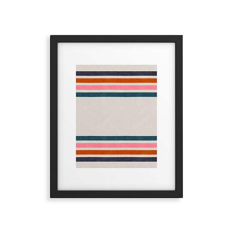 Blanket Stripe - silver grey with pink Framed Art Print Gallery Image 5