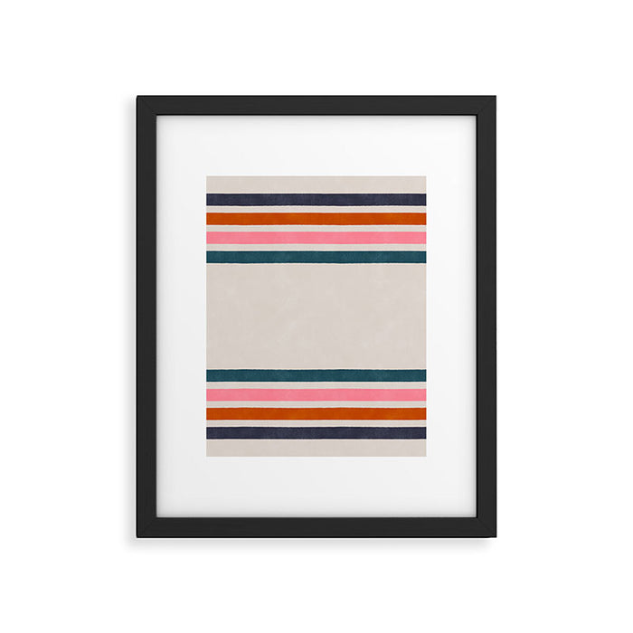 Blanket Stripe - silver grey with pink Framed Art Print Gallery Image 1