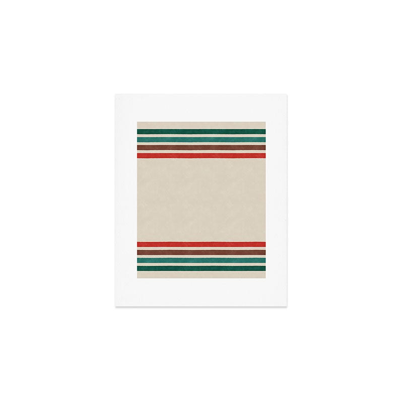 Blanket Stripe - vintage teal, green, brown, and red Art Print Gallery Image 1