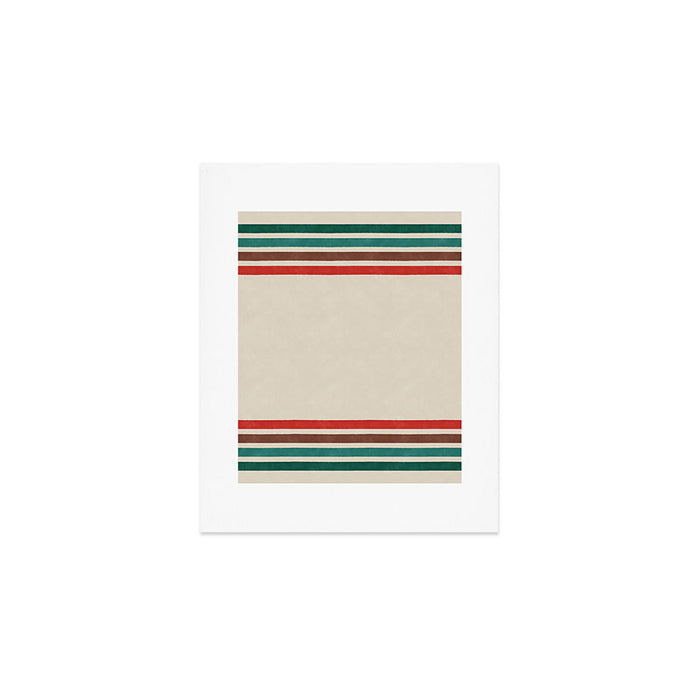 Blanket Stripe - vintage teal, green, brown, and red Art Print Gallery Image 1