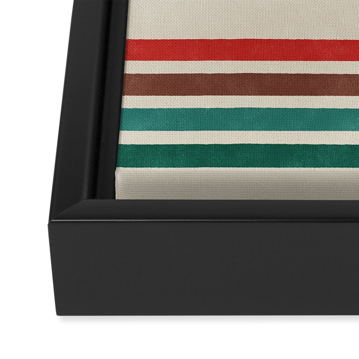 Blanket Stripe - vintage teal, green, brown, and red Framed Canvas Print Gallery Image 3