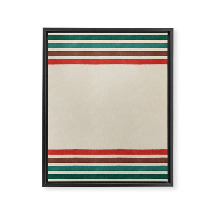 Blanket Stripe - vintage teal, green, brown, and red Framed Canvas Print Gallery Image 1