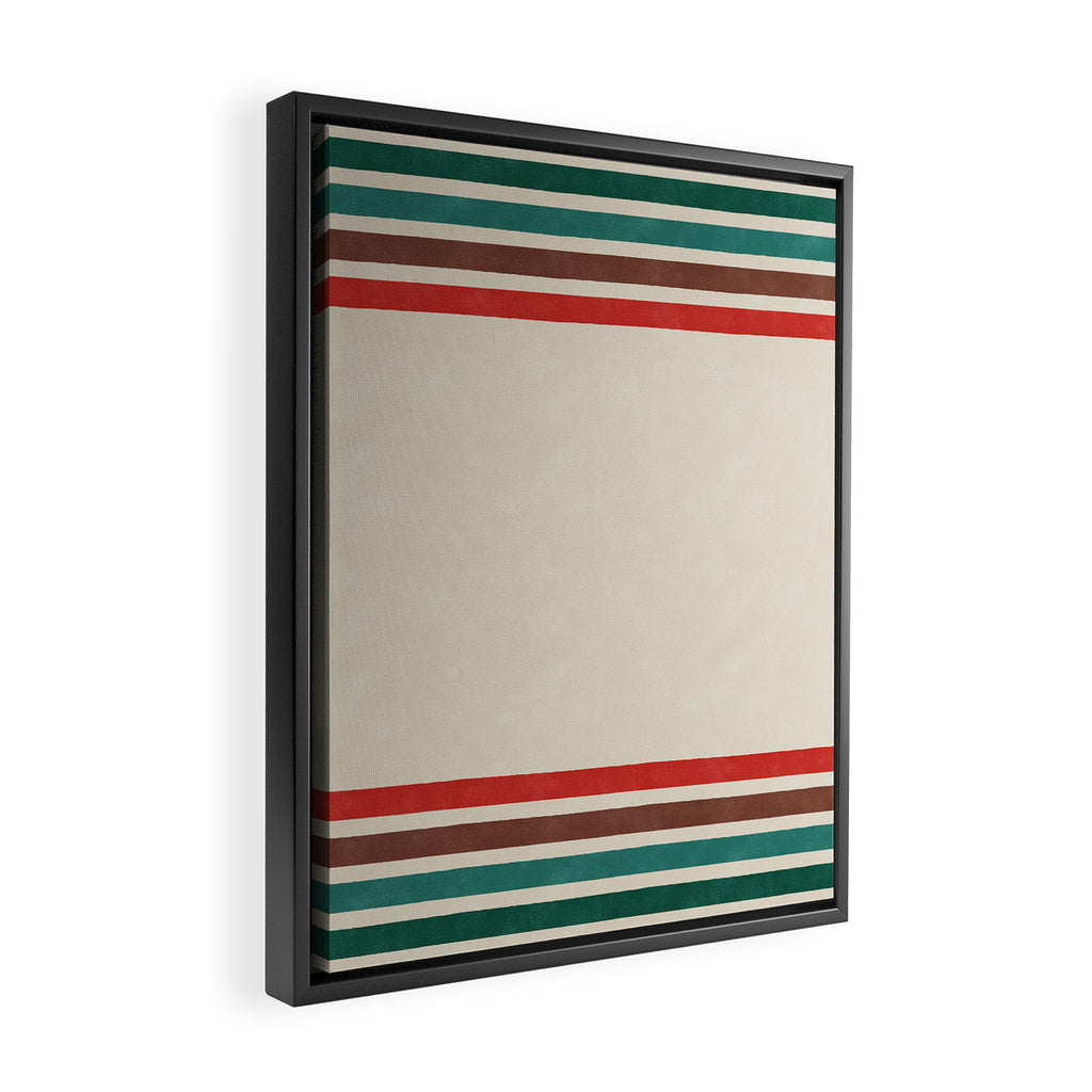 Blanket Stripe - vintage teal, green, brown, and red Framed Canvas Print Gallery Image 2