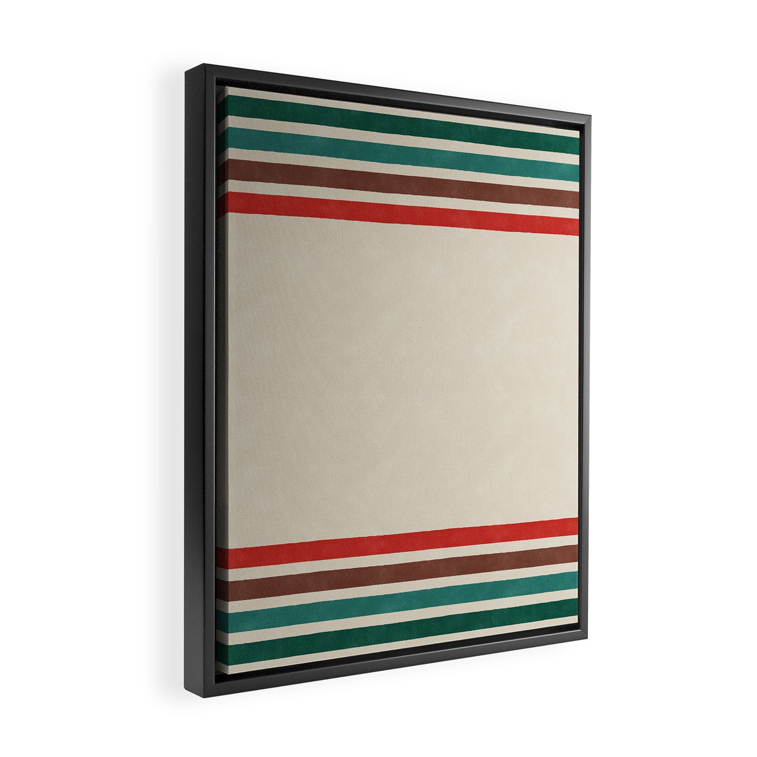 Blanket Stripe - vintage teal, green, brown, and red Framed Canvas Print Gallery Image 2