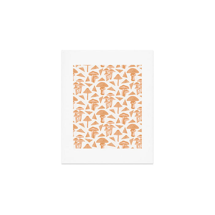 Block-print Mushrooms - ochre and blush pink Art Print Gallery Image 1