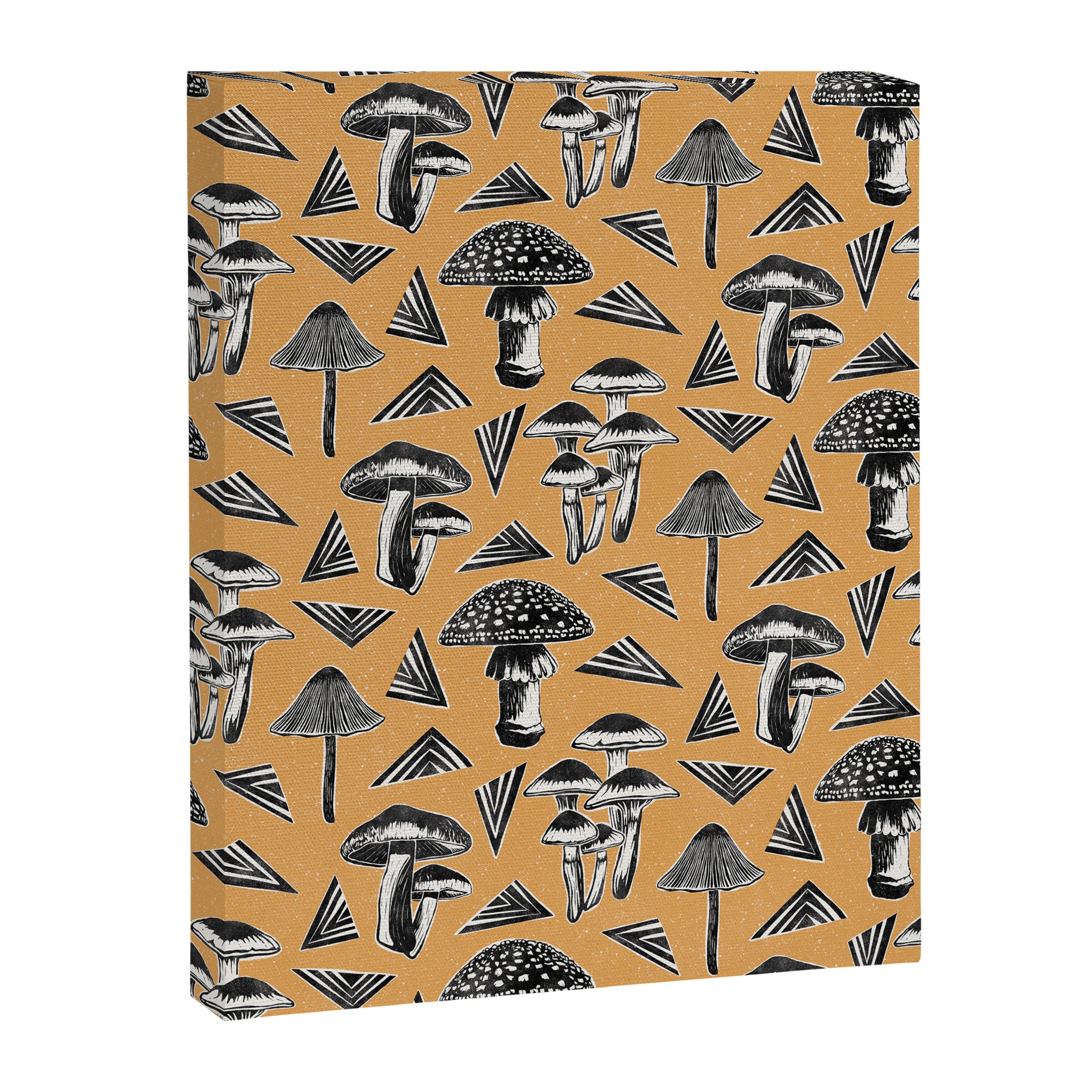 Block-print Mushrooms - ochre Canvas Print Gallery Image 8