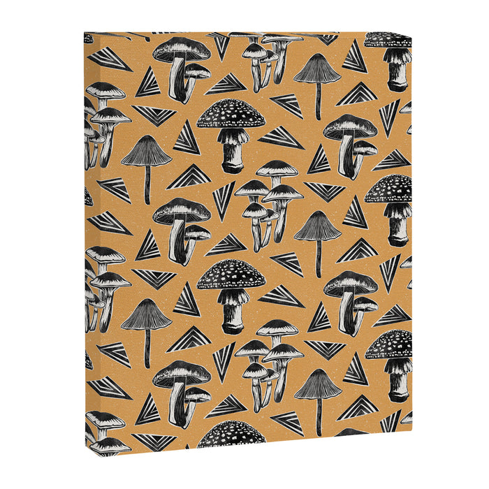 Block-print Mushrooms - ochre Canvas Print Gallery Image 1