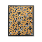 Block-print Mushrooms - ochre Framed Canvas Print Gallery Image 8