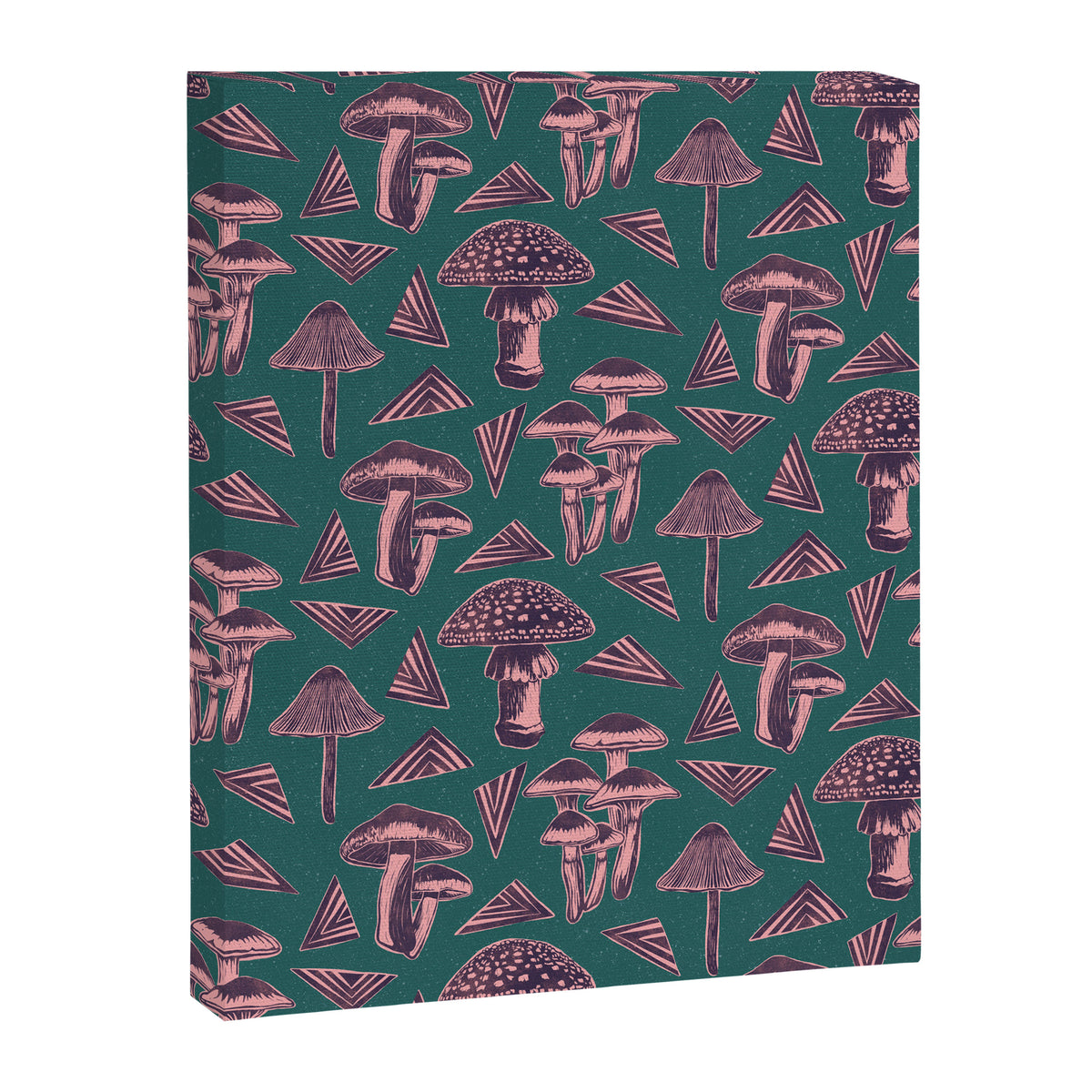 Block-print Mushrooms - purple on green Canvas Print Gallery Image 8
