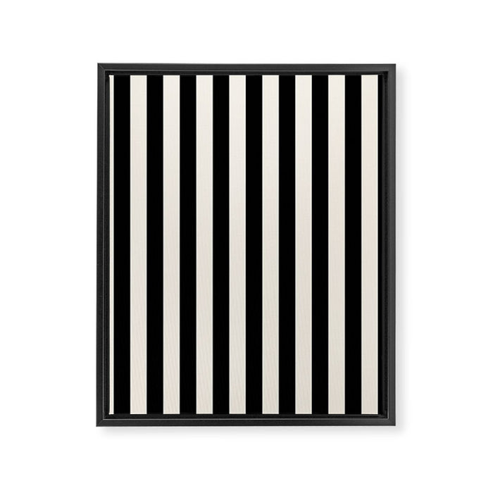 Broad Stripe - black and alabaster Framed Canvas Print Gallery Image 1