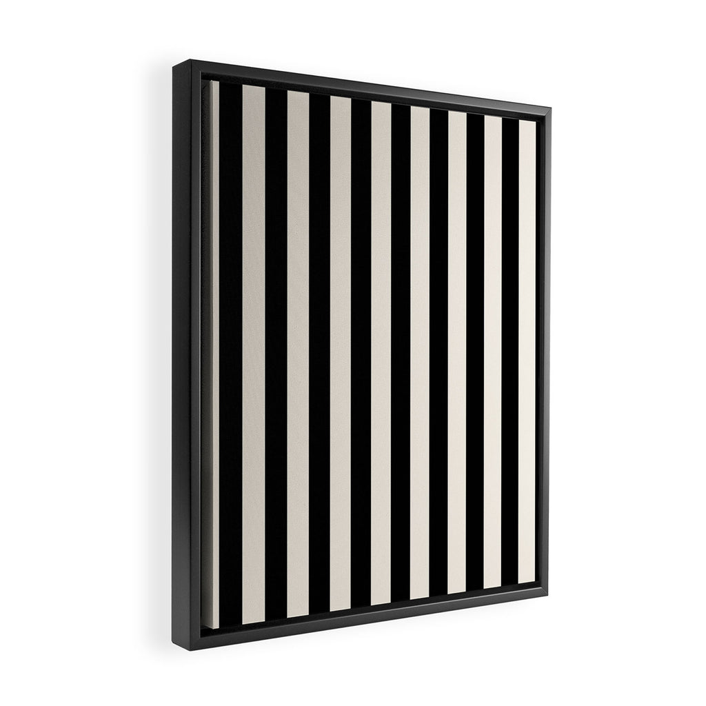 Broad Stripe - black and alabaster Framed Canvas Print Gallery Image 2