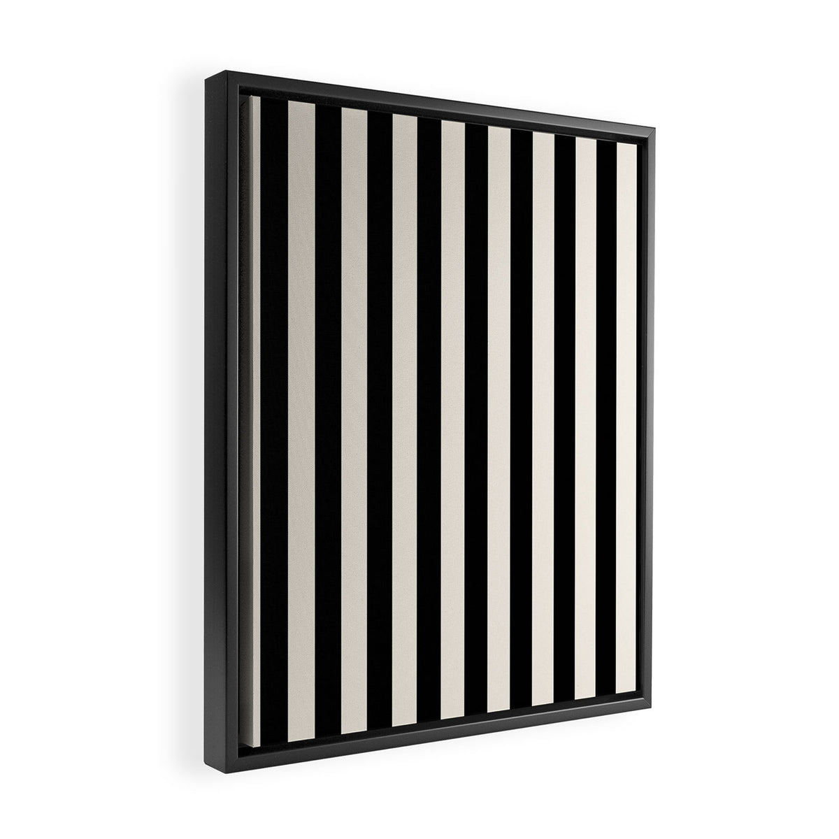 Broad Stripe - black and alabaster Framed Canvas Print Gallery Image 2