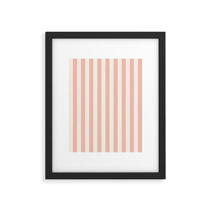 Broad Stripe - dusty pink and alabaster Framed Art Print Gallery Image 1
