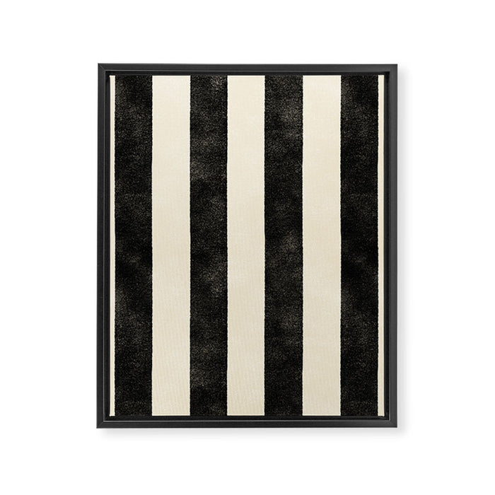 Cabana Stripe - black & cream Framed Canvas Print Gallery Image 1