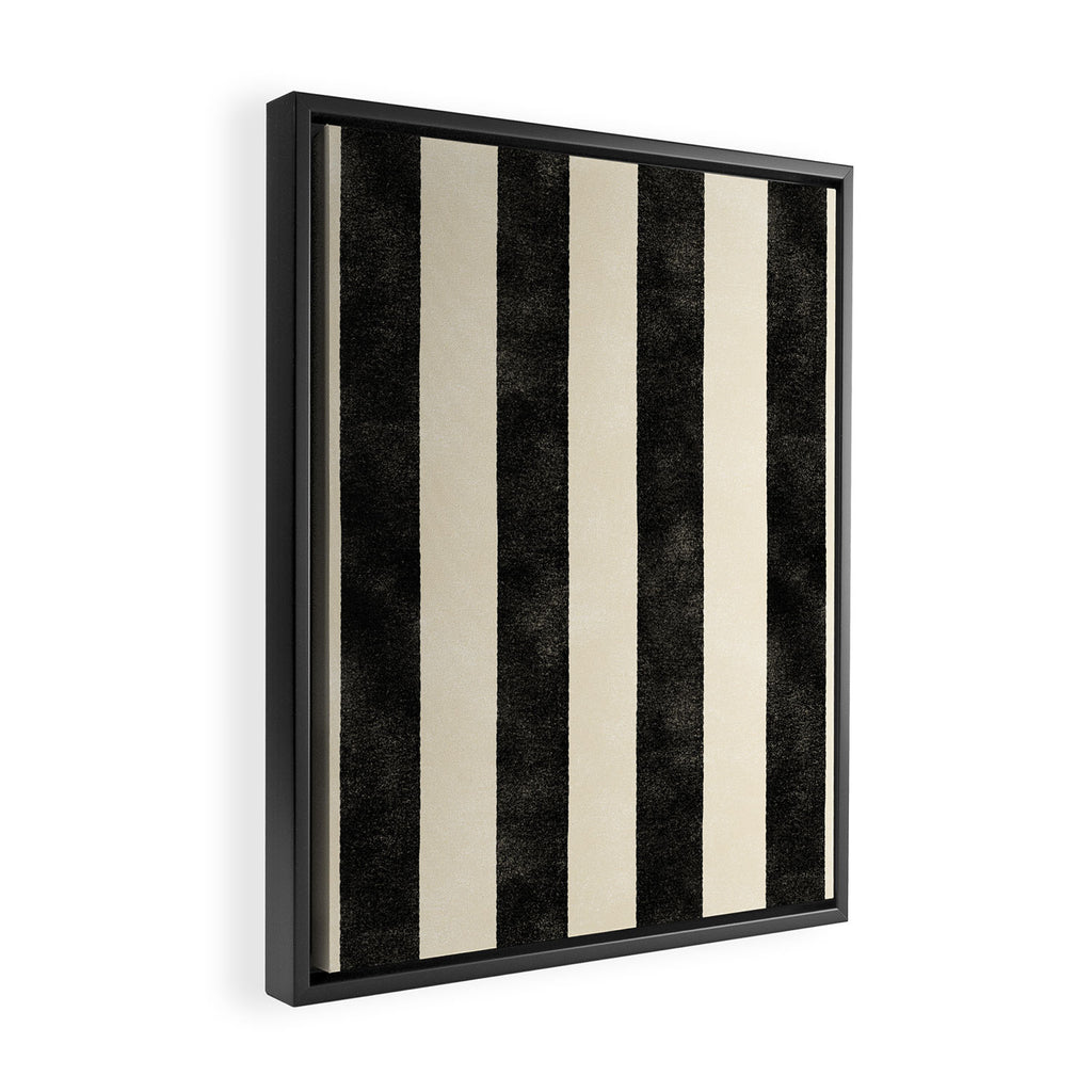 Cabana Stripe - black & cream Framed Canvas Print Gallery Image 2