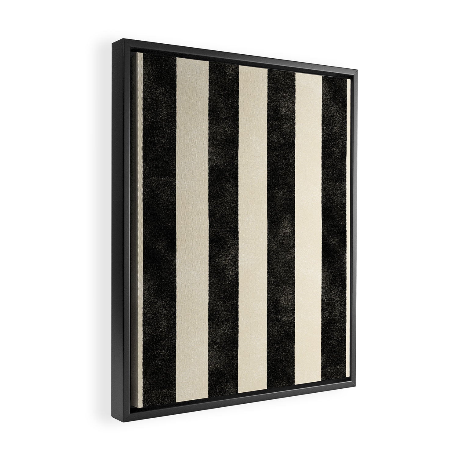 Cabana Stripe - black & cream Framed Canvas Print Gallery Image 2
