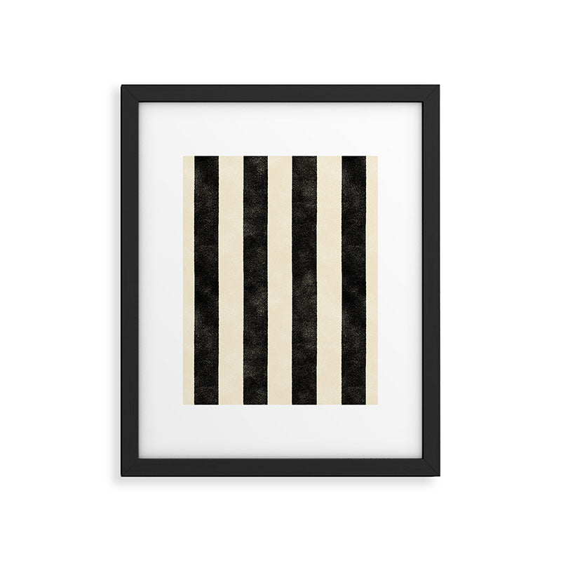 Cabana Stripe - black & cream Framed Art Print Gallery Image 6