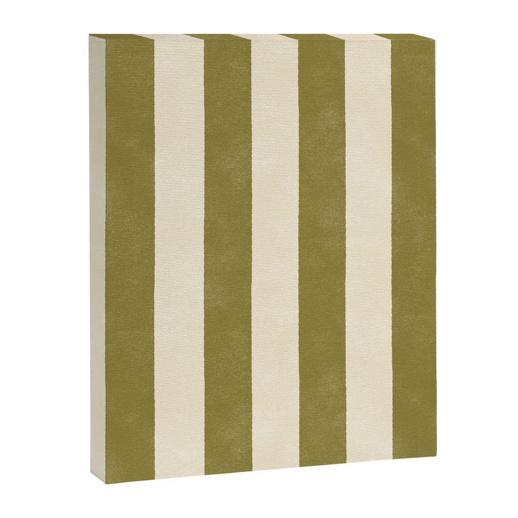 Cabana Stripe - moss green and cream Canvas Print Gallery Image 8