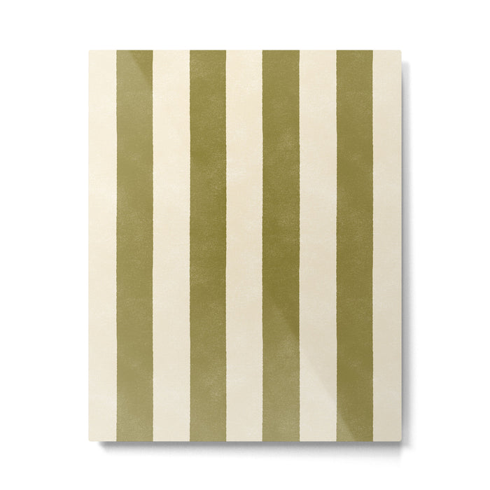 Cabana Stripe - moss green and cream Metal Print Gallery Image 1