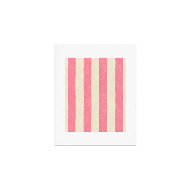 Cabana Stripe - pink & cream Art Print Gallery Image 1
