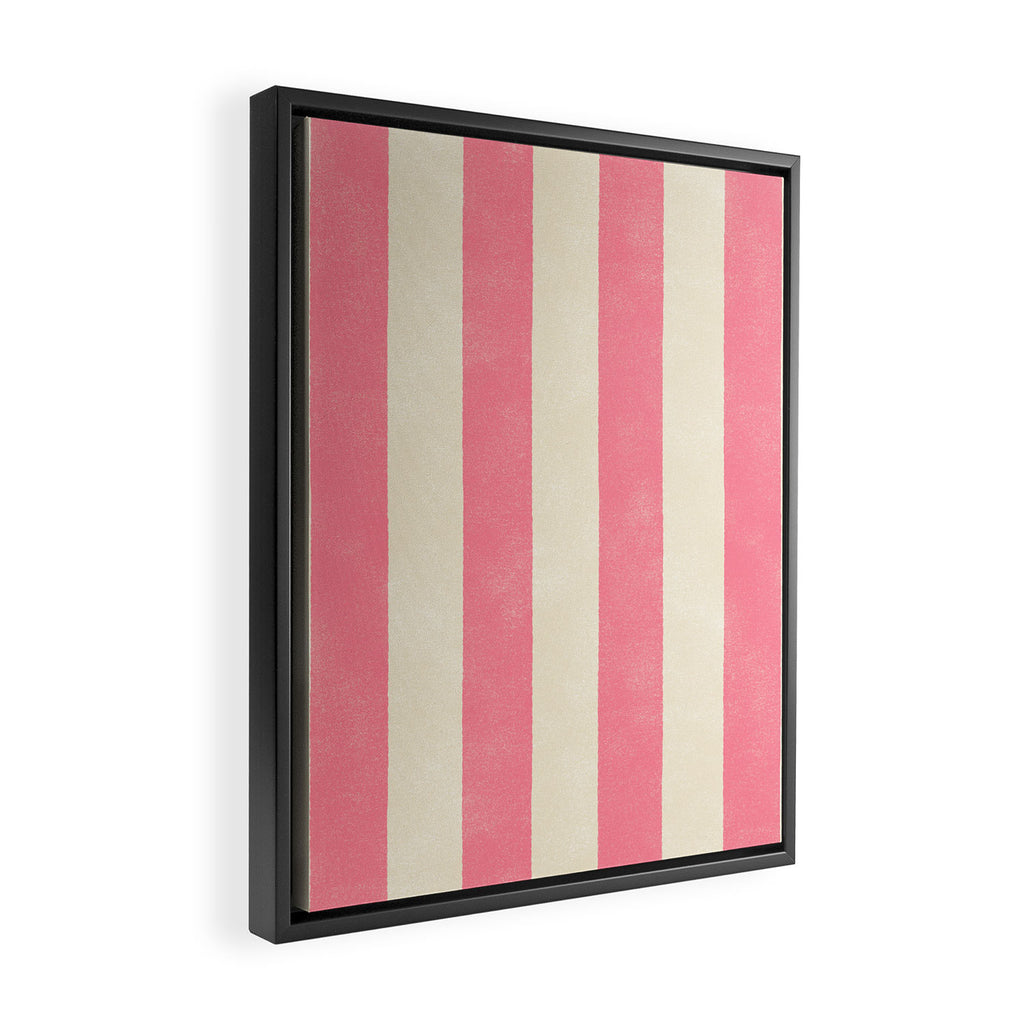 Cabana Stripe - pink & cream Framed Canvas Print Gallery Image 2