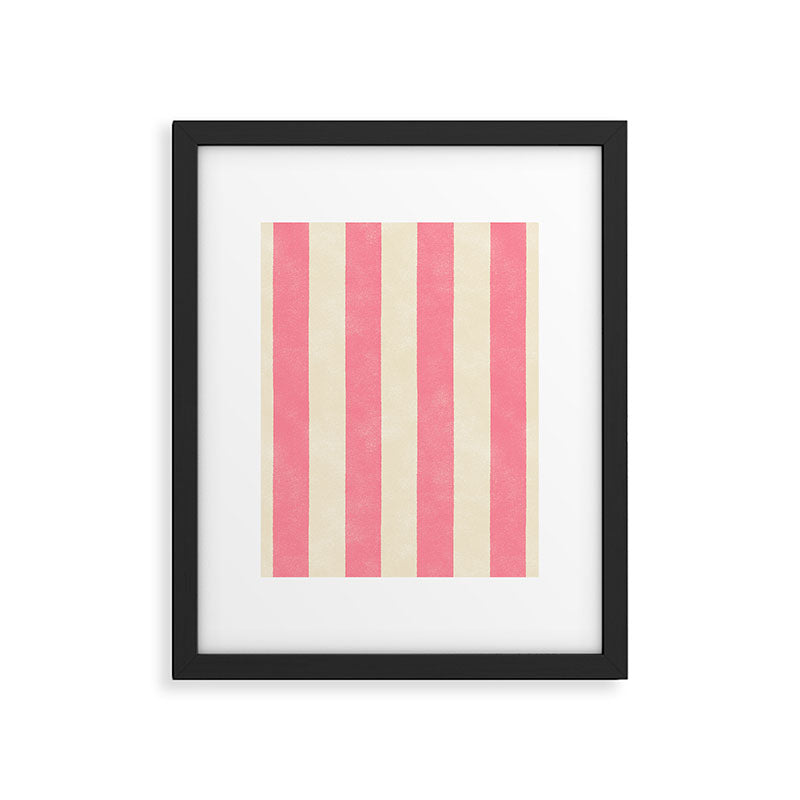 Cabana Stripe - pink & cream Framed Art Print Gallery Image 6