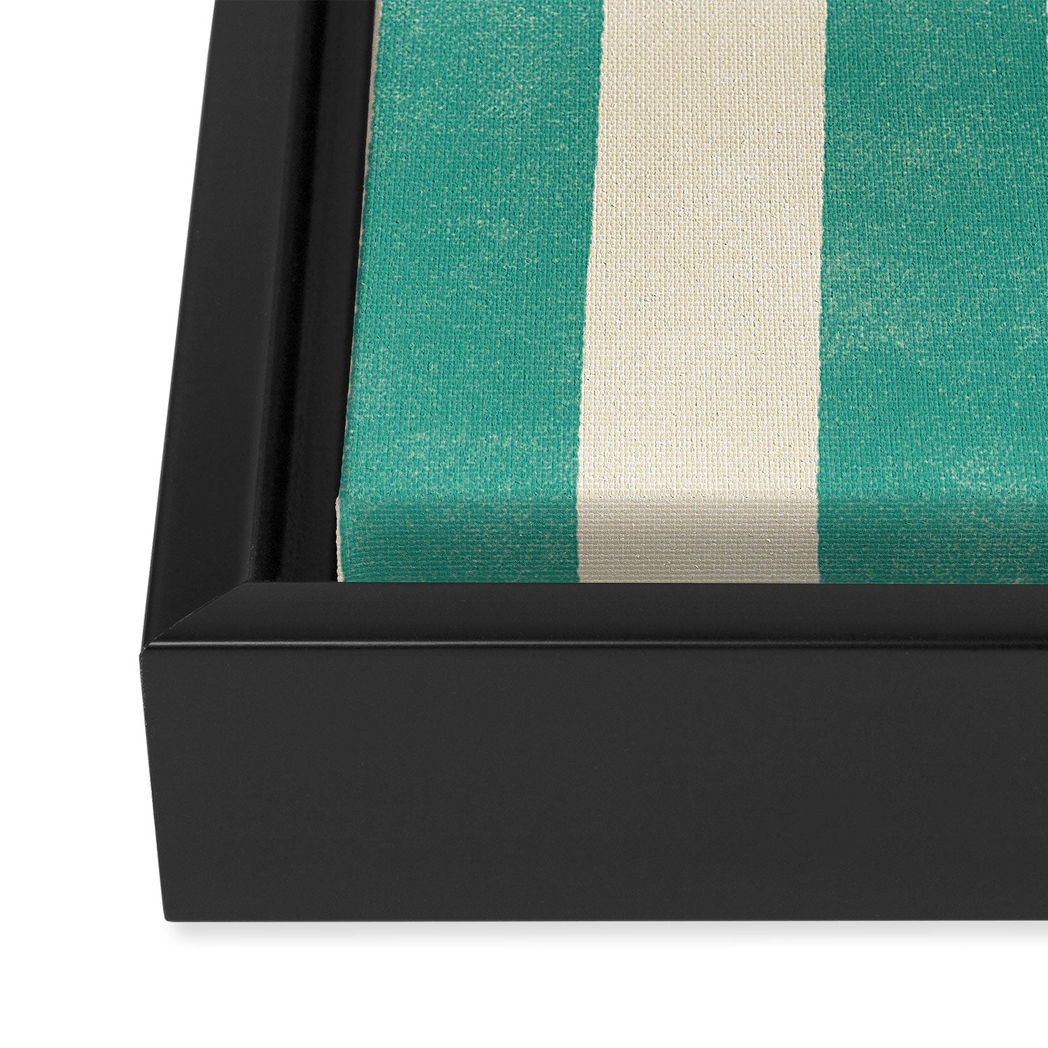 Cabana Stripe - teal and cream Framed Canvas Print Gallery Image 3