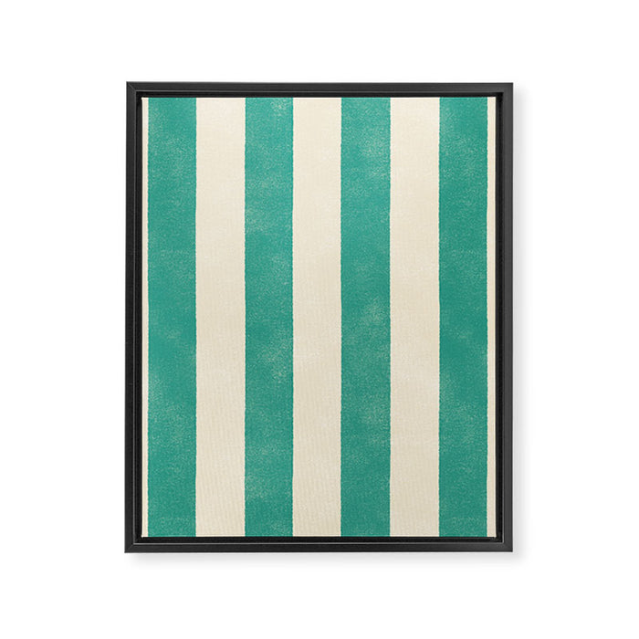 Cabana Stripe - teal and cream Framed Canvas Print Gallery Image 1