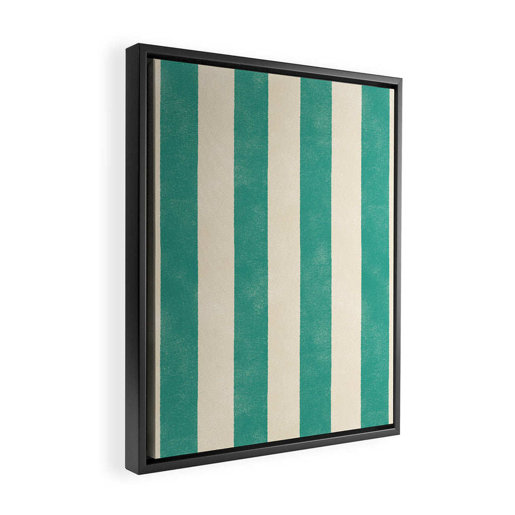 Cabana Stripe - teal and cream Framed Canvas Print Gallery Image 2