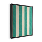 Cabana Stripe - teal and cream Framed Canvas Print Gallery Image 2