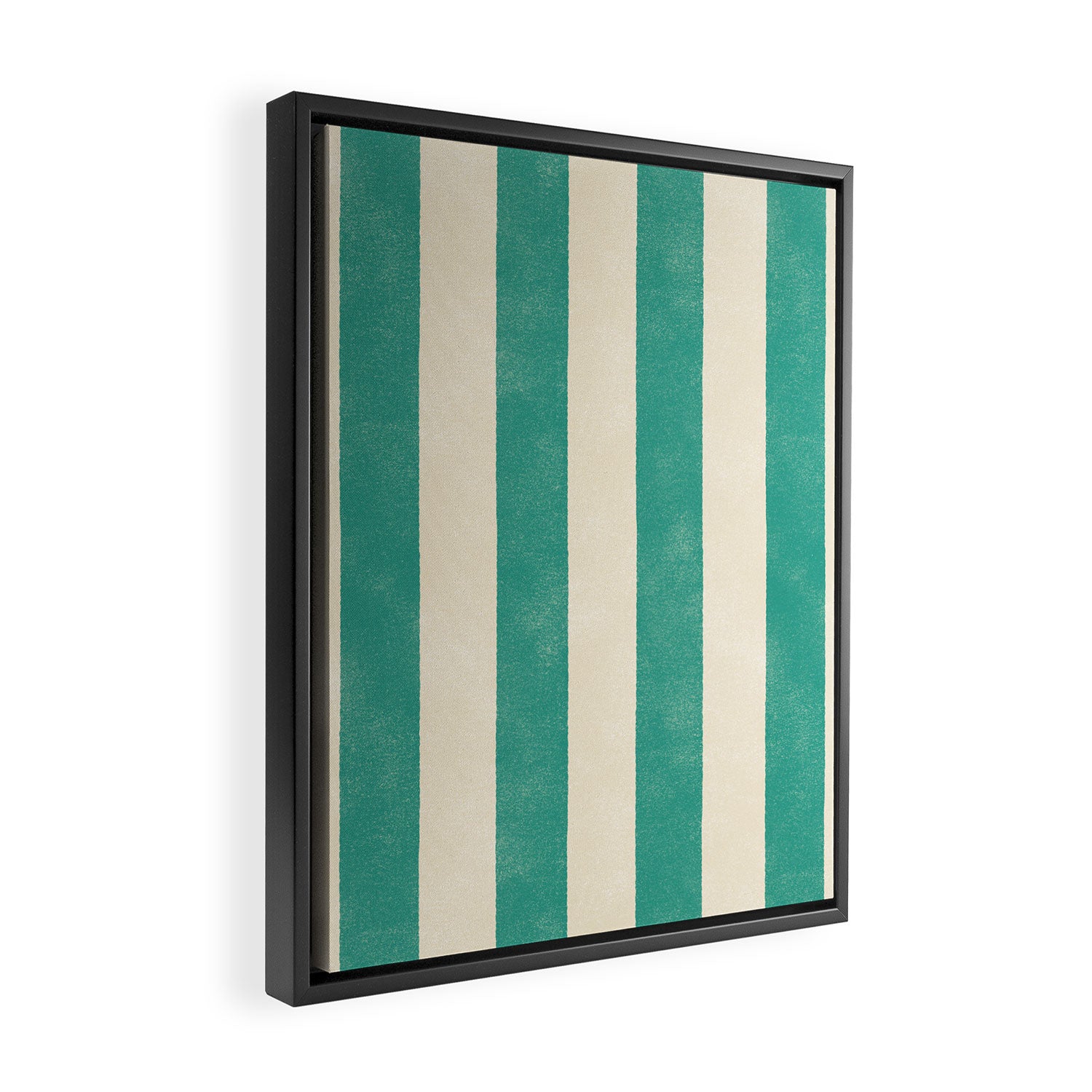Cabana Stripe - teal and cream Framed Canvas Print Gallery Image 2