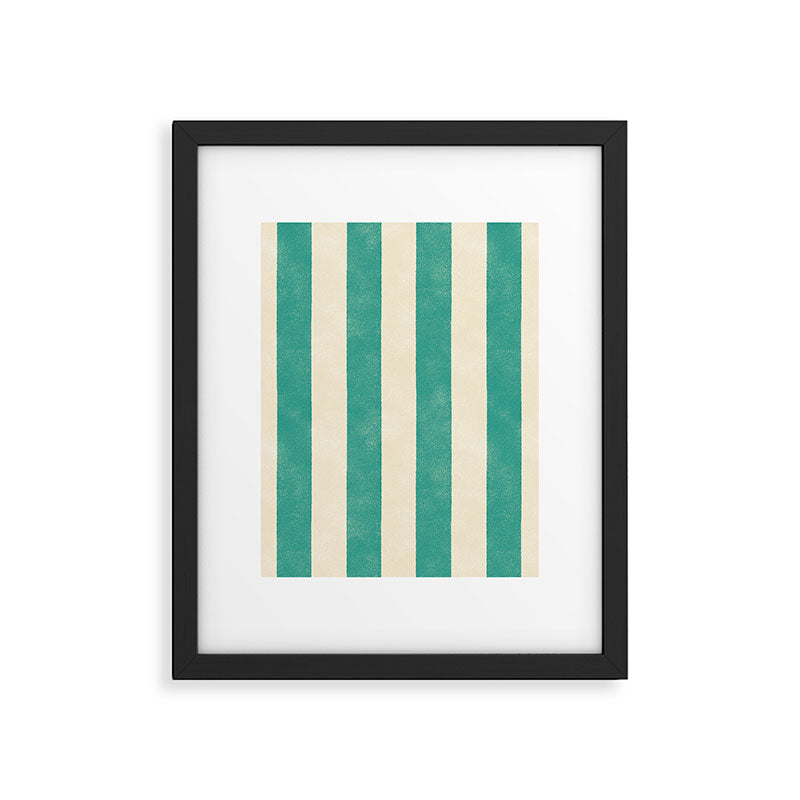 Cabana Stripe - teal and cream Framed Art Print Gallery Image 6