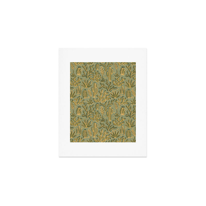 Cactus Desert - green and gold Art Print Gallery Image 1