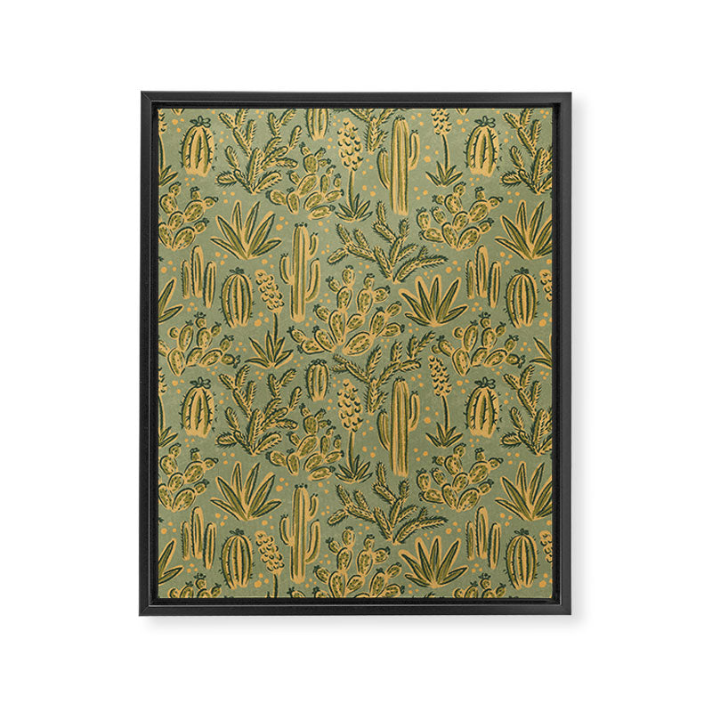 Cactus Desert - green and gold Framed Canvas Print Gallery Image 8