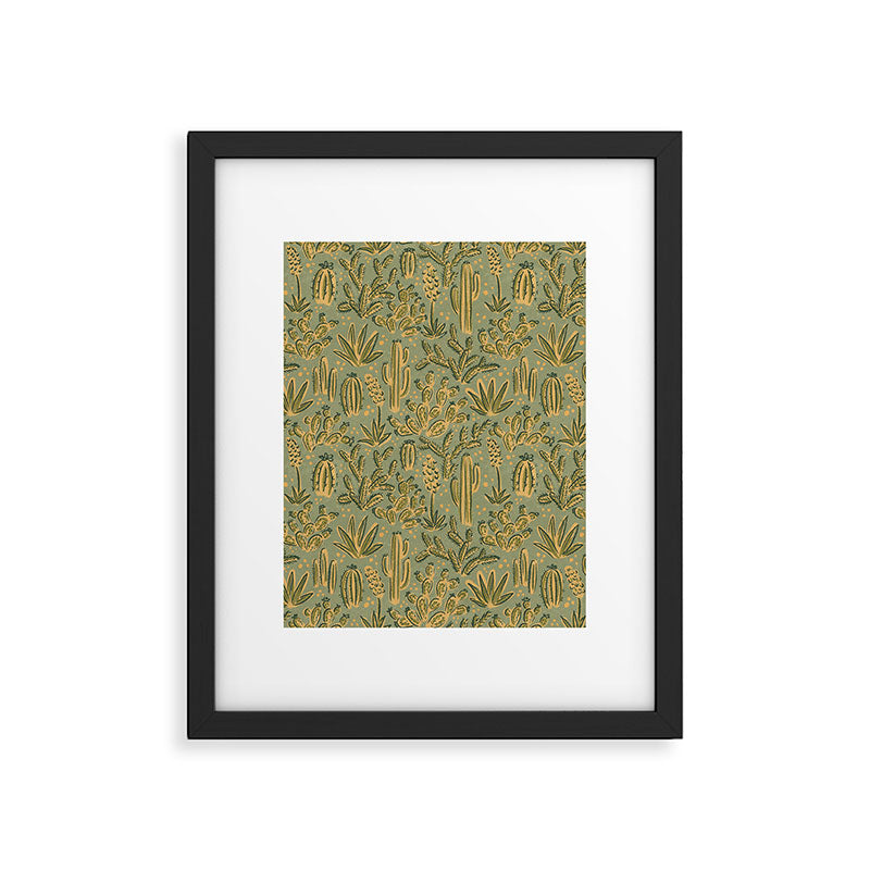 Cactus Desert - green and gold Framed Art Print Gallery Image 6