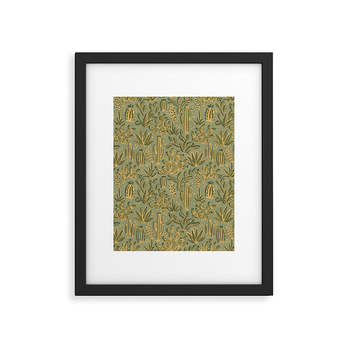Cactus Desert - green and gold Framed Art Print Gallery Image 1