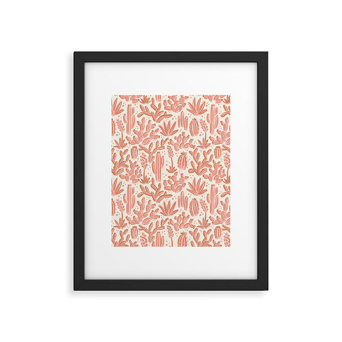 Cactus Desert - pink and copper Framed Art Print Gallery Image 1